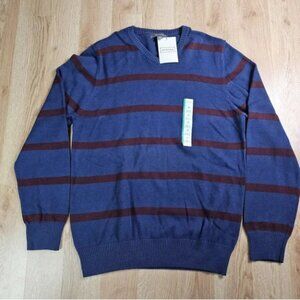 Merona Sweater Mens Medium‎ Outdoor Striped Hiking Sweatshirt V Neck Brand New